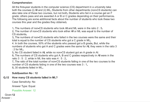 CAT 2022 Set-3 | Data Interpretation and Logical Reasoning | Question-12