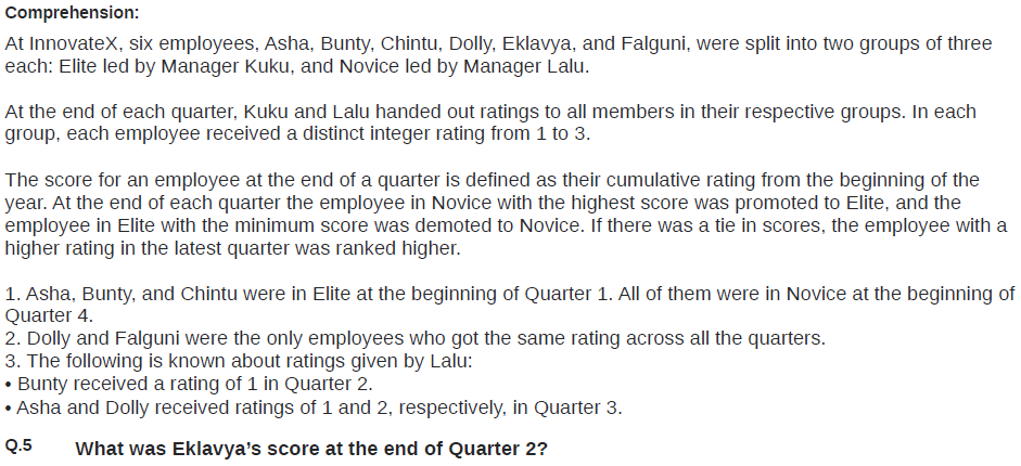 CAT 2025 Set-1 | Data Interpretation and Logical Reasoning | Question-5